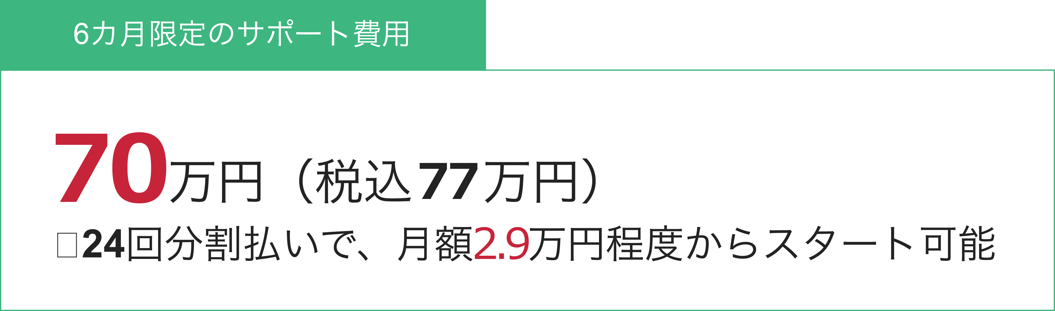 6か月限定のサポート費用