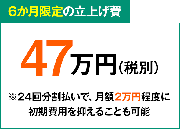 6か月限定の立上げ費