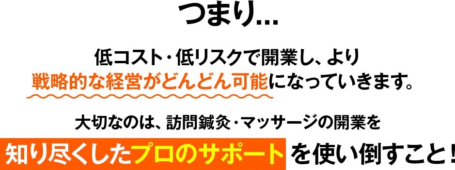 つまり...低コスト・低リスクで開業し、より戦略的な経営がどんどん可能になっていきます。